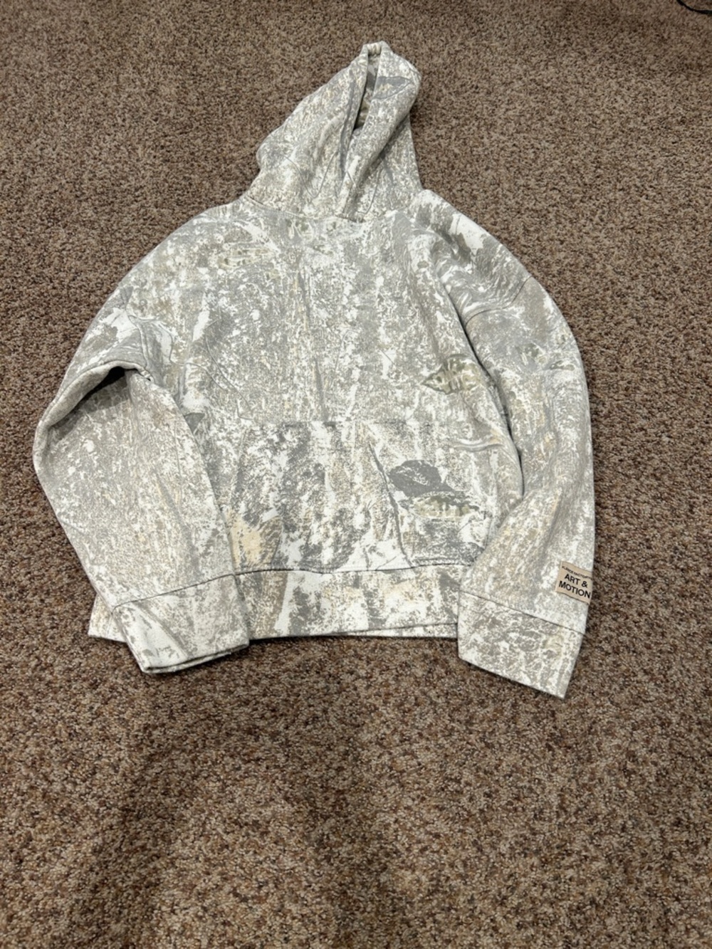 Gray Marble-Print Hoodie